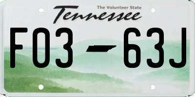 TN license plate F0363J