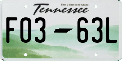 TN license plate F0363L