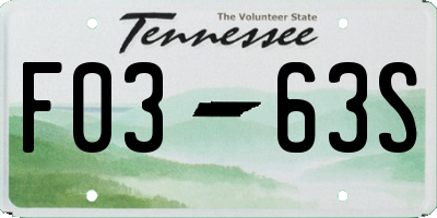 TN license plate F0363S