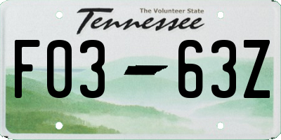 TN license plate F0363Z