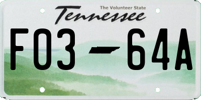 TN license plate F0364A