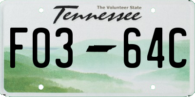 TN license plate F0364C