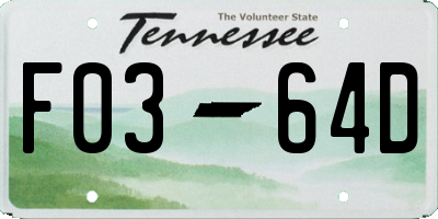 TN license plate F0364D