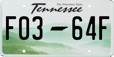 TN license plate F0364F