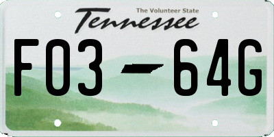 TN license plate F0364G