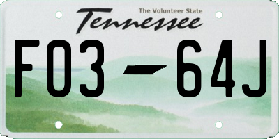 TN license plate F0364J