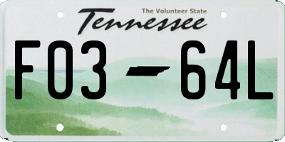 TN license plate F0364L