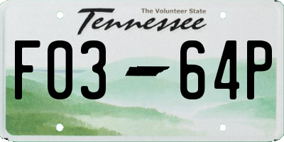 TN license plate F0364P