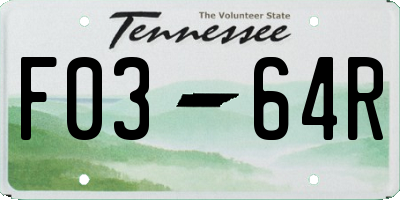 TN license plate F0364R
