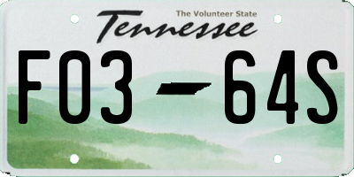 TN license plate F0364S