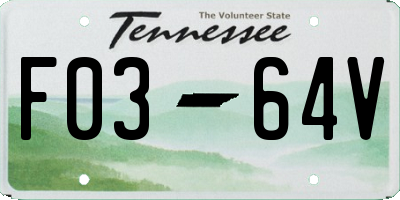 TN license plate F0364V