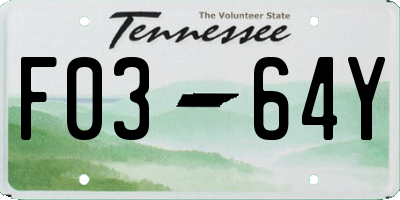 TN license plate F0364Y