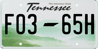 TN license plate F0365H