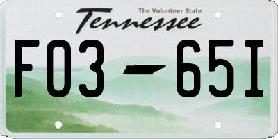 TN license plate F0365I