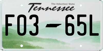 TN license plate F0365L