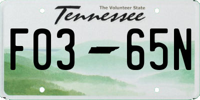 TN license plate F0365N