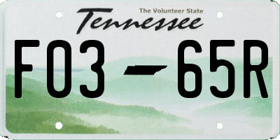 TN license plate F0365R