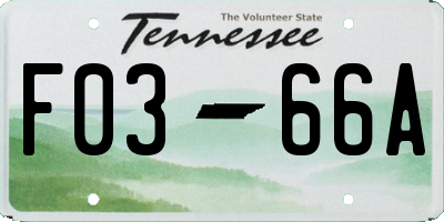 TN license plate F0366A