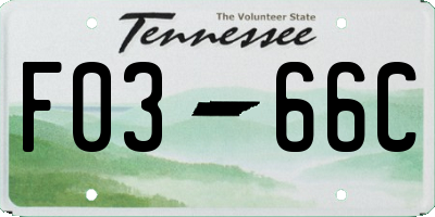 TN license plate F0366C