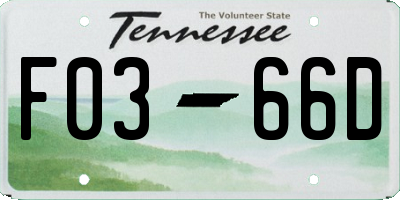 TN license plate F0366D