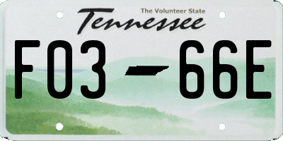 TN license plate F0366E