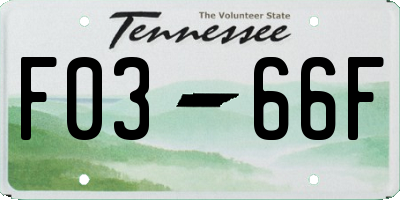 TN license plate F0366F