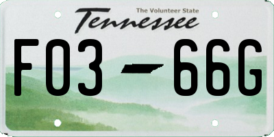 TN license plate F0366G