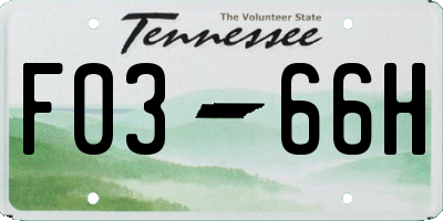 TN license plate F0366H