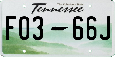 TN license plate F0366J