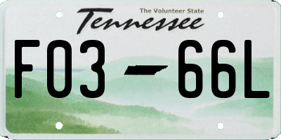 TN license plate F0366L