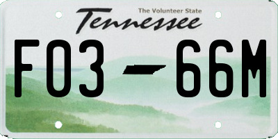 TN license plate F0366M