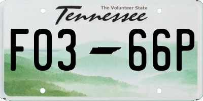 TN license plate F0366P