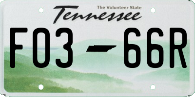 TN license plate F0366R