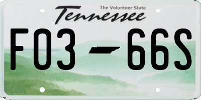 TN license plate F0366S