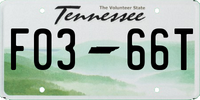 TN license plate F0366T