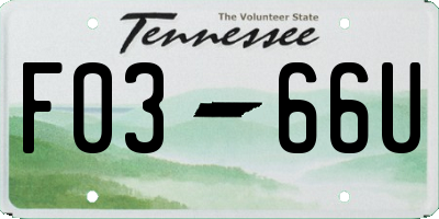 TN license plate F0366U