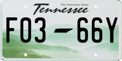 TN license plate F0366Y