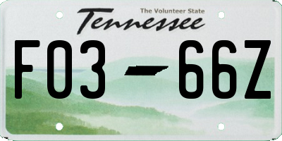 TN license plate F0366Z
