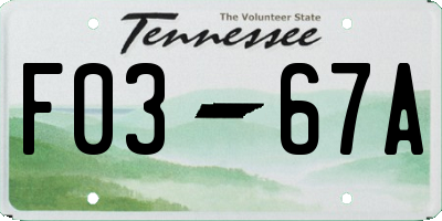 TN license plate F0367A