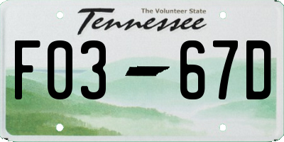 TN license plate F0367D