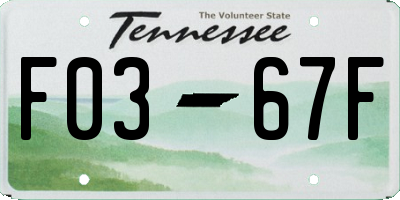 TN license plate F0367F