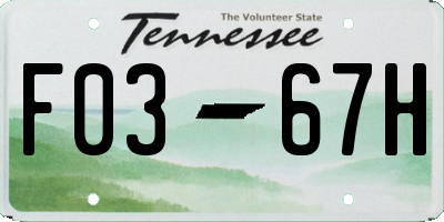 TN license plate F0367H