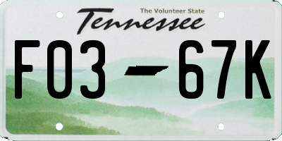 TN license plate F0367K