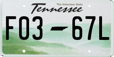 TN license plate F0367L