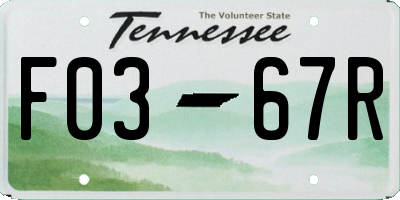 TN license plate F0367R