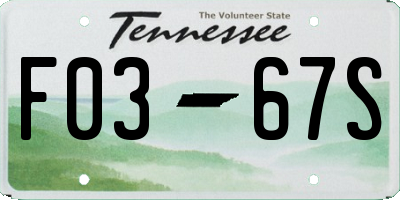 TN license plate F0367S
