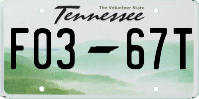 TN license plate F0367T
