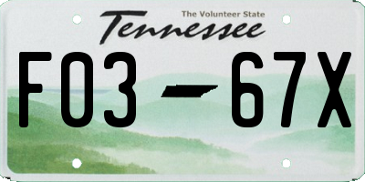 TN license plate F0367X