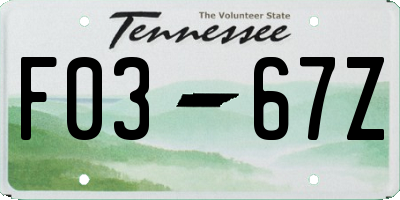 TN license plate F0367Z