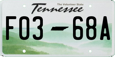 TN license plate F0368A